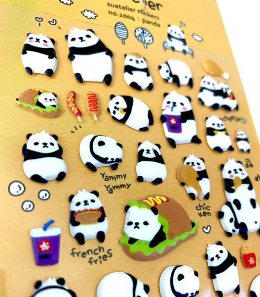 Statelier Panda Puffy Stickers