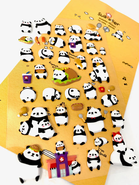 Statelier Panda Puffy Stickers