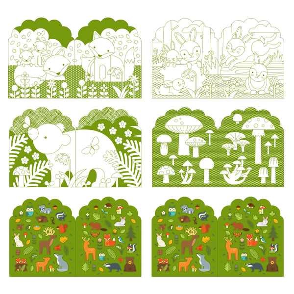 Woodland Coloring Book + Stickers