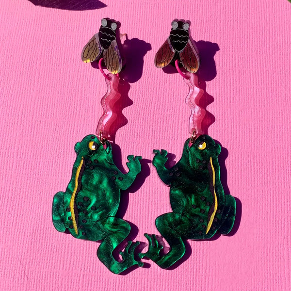 Frog and Fly Earrings