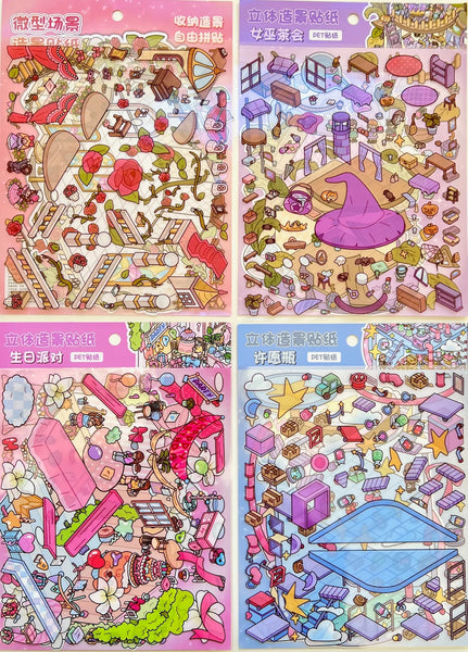 3D Diorama Party Stickers