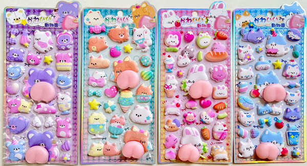 Animal Squishy Butt Stickers