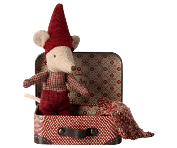 Christmas Baby Mouse in a Suitcase