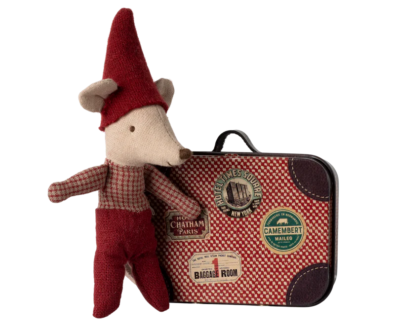 Christmas Baby Mouse in a Suitcase