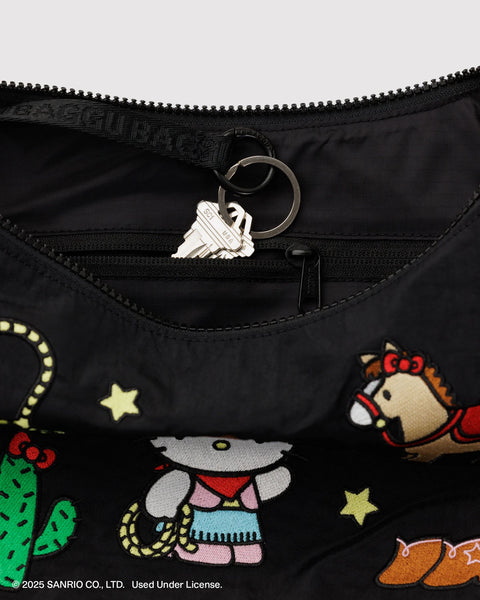 Medium Nylon Crescent Bag | Embroidered Hello Kitty Western