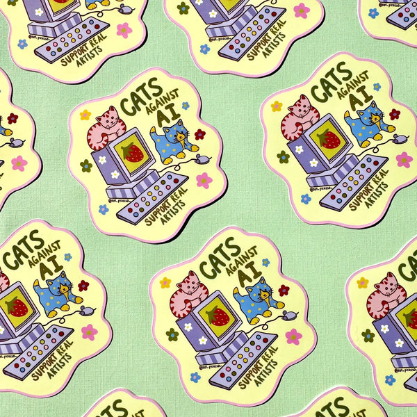 Cats Against AI Sticker