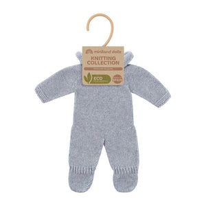 Newborn Doll Knitted Pajamas | Gray Romper | 8 1/4"