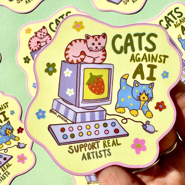Cats Against AI Sticker