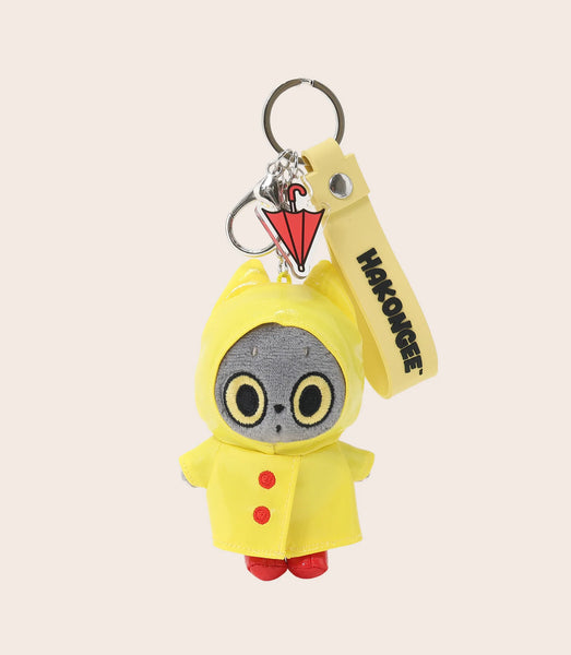 Umbrella and Raincoat Cat Keychain