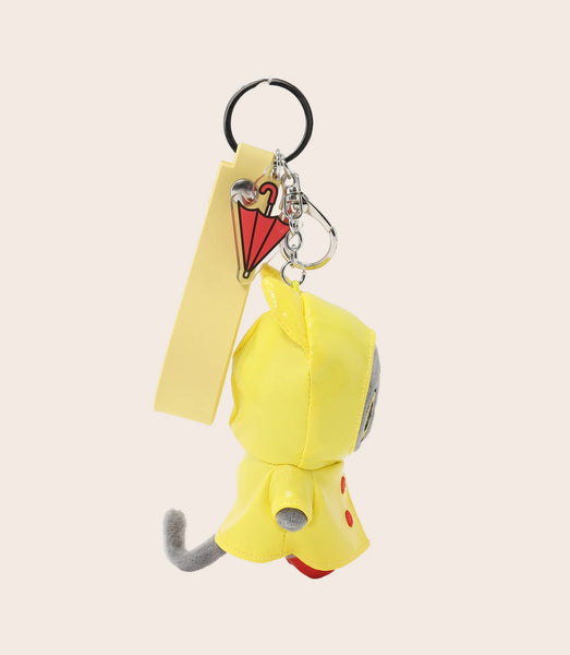 Umbrella and Raincoat Cat Keychain