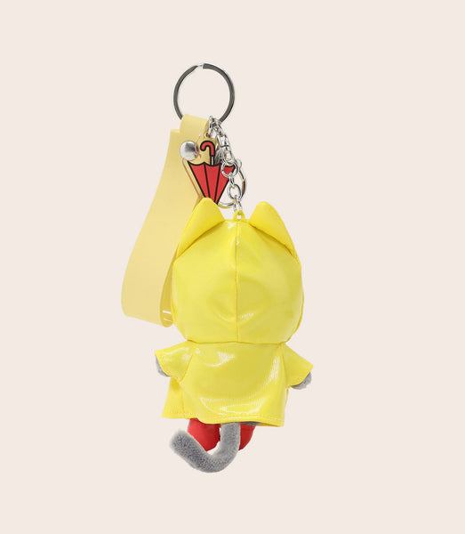 Umbrella and Raincoat Cat Keychain