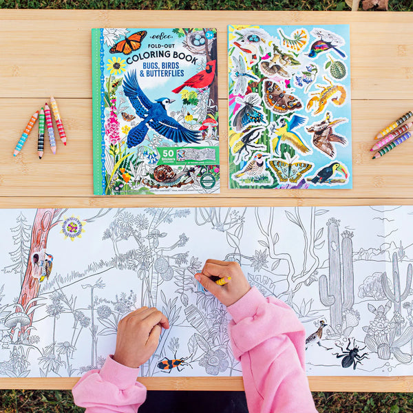 Fold-Out Coloring Book - Bugs, Birds, & Butterflies