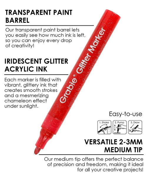 Iridescent Glitter Acrylic Paint Marker Set Of 24