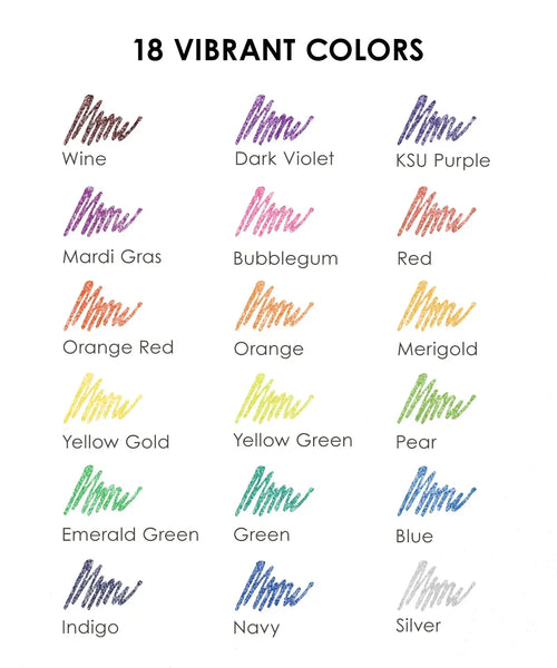 Capped Iridescent Glitter Gel Ink Pen Set Of 18