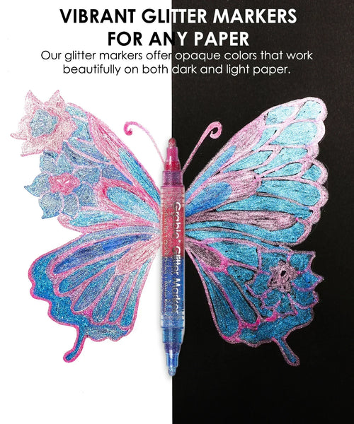 Dual Tone Iridescent Glitter Acrylic Paint Marker Set Of 8