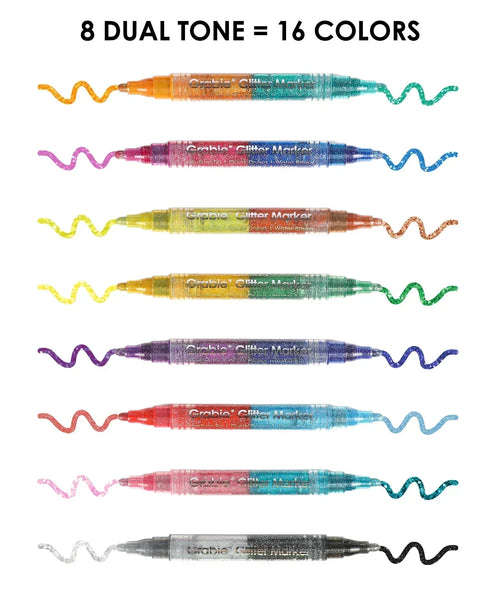 Dual Tone Iridescent Glitter Acrylic Paint Marker Set Of 8