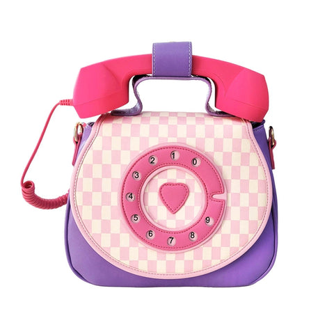 Rotary Phone Bag- Pastel Checkerboard