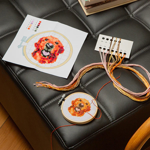 Mini Cross Stitch Embroidery Kit | Dog