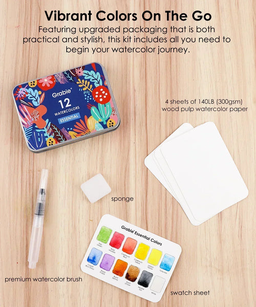Watercolor Pocket Set Of 12 With Brush | Floral Colors