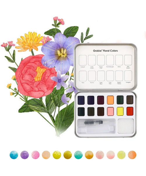Watercolor Pocket Set Of 12 With Brush | Floral Colors