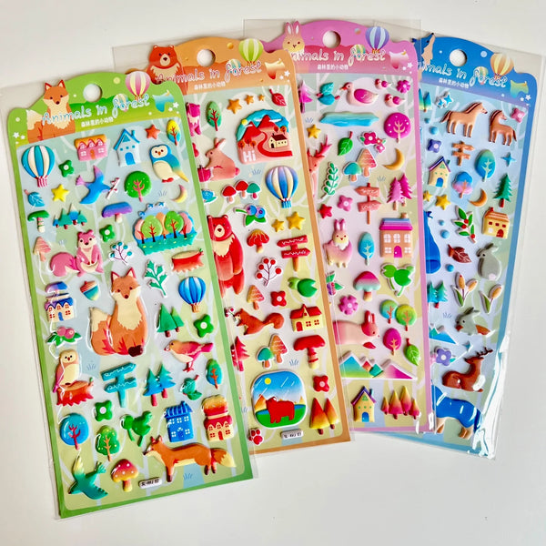Forest Animals Puffy Stickers