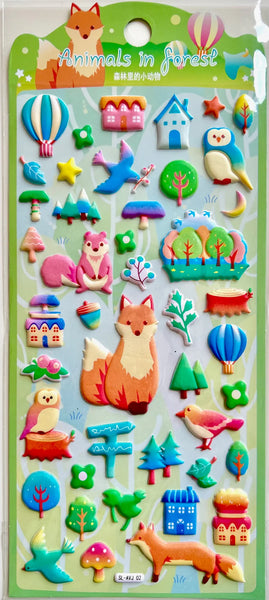 Forest Animals Puffy Stickers