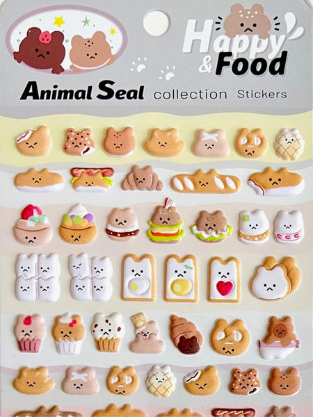 Bear Food Puffy Stickers