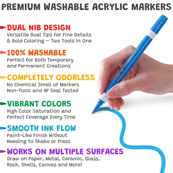Magic Stix - Double Ended Washable Acrylic Markers 36 Pack