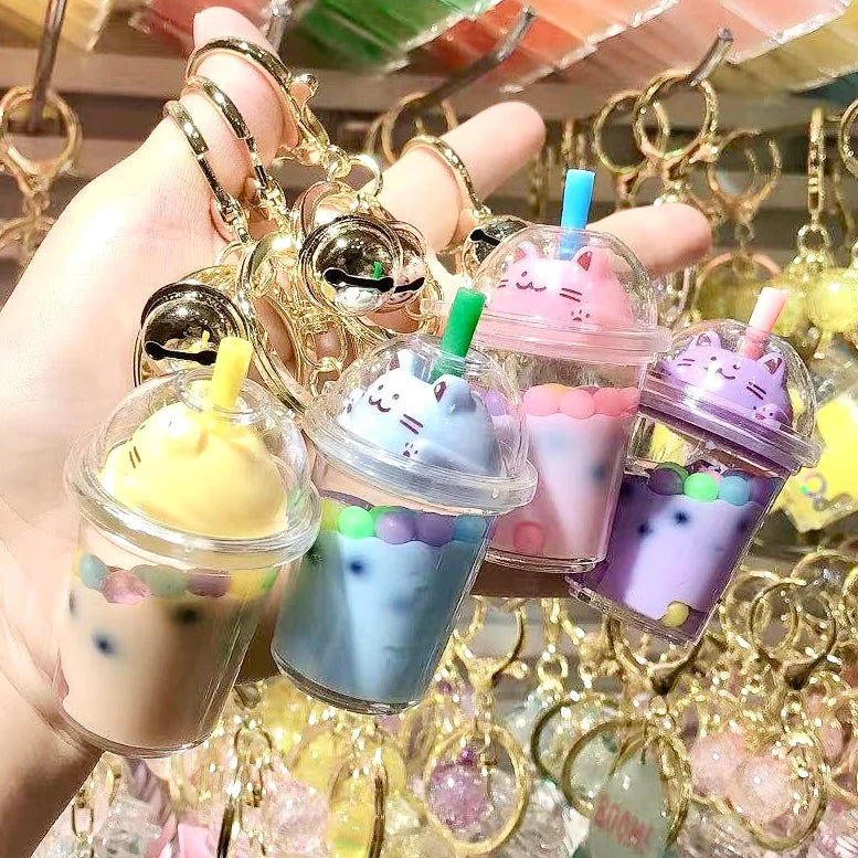 Pastel Kitty Bobamilk Key Charm