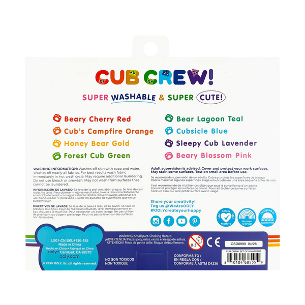 Cub Crew Washable Markers - Set of 8