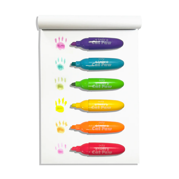 Lucky Cat Paw Scented Neon Highlighters - Set of 6