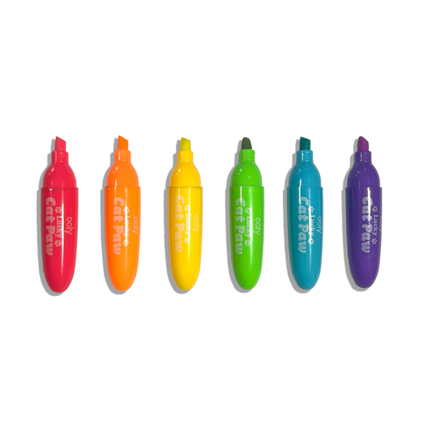 Lucky Cat Paw Scented Neon Highlighters - Set of 6
