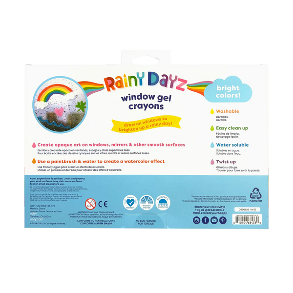 Rainy Dayz Window Gel Crayons - Set of 10