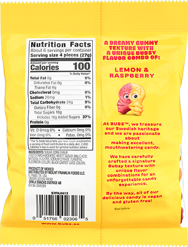 Bubs Sour Skalle Lemon Raspberry