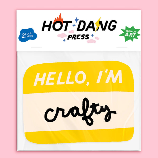 Hello I'm Crafty Name Tag Iron-On Art