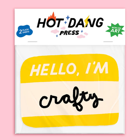 Hello I'm Crafty Name Tag Iron-On Art