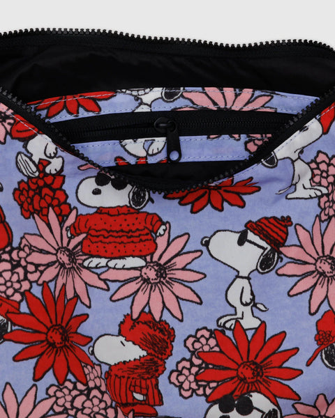Medium Nylon Crescent Bag | Floral Snoopy