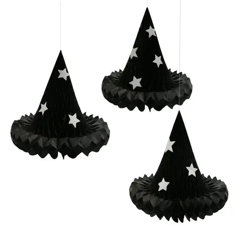 Hanging Witch Hat Honeycomb Decorations