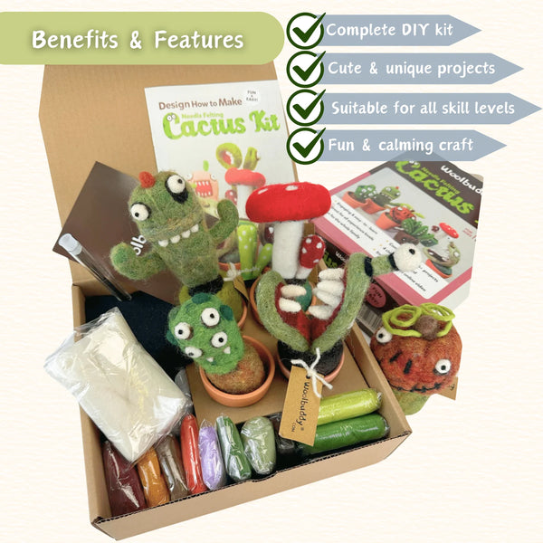 Needle Felting Kit | Monster Cactus