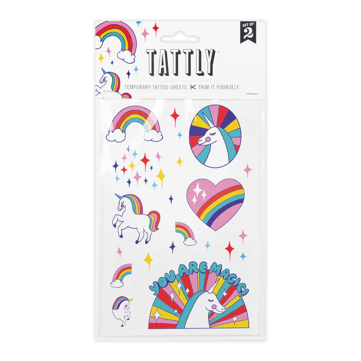 Rainbow Unicorns Tattoo Sheet