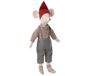 Medium Boy Christmas Mouse - Overalls
