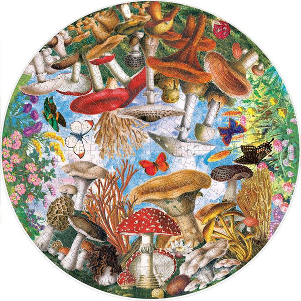 Mushrooms & Butterflies Round Puzzle | 500 Pieces