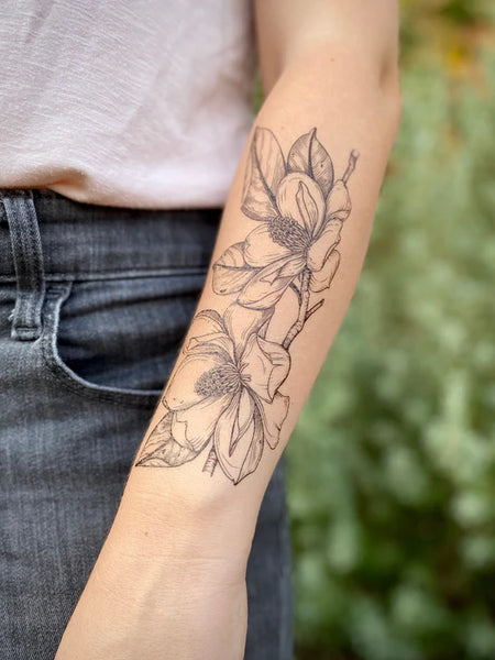 Magnolia Flowers Temporary Tattoo