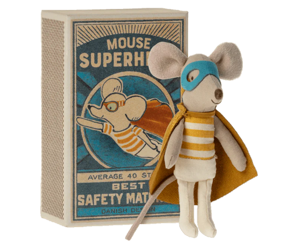 Superhero Little Brother Mouse in a Matchbox