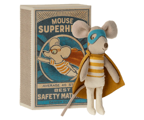 Superhero Little Brother Mouse in a Matchbox