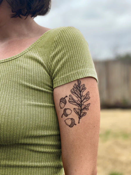 Acorns + Oak Leaf Temporary Tattoo